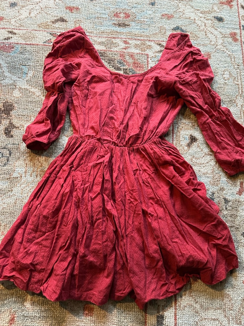 Red Puff Sleeve Mini Dress